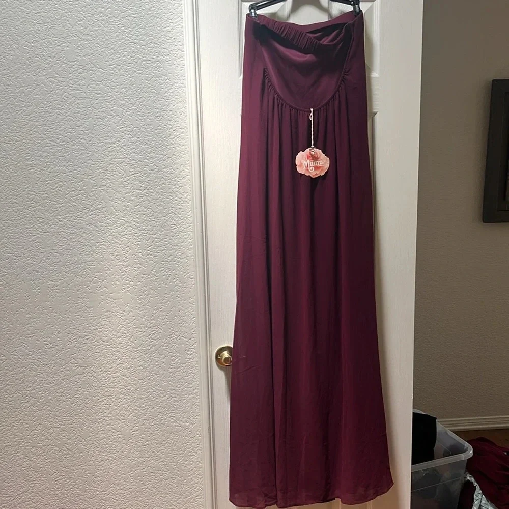 NWT Show Me Your Mumu “Sirene” Merlot Red Strapless Maxi Dress - Picture 5 of 9